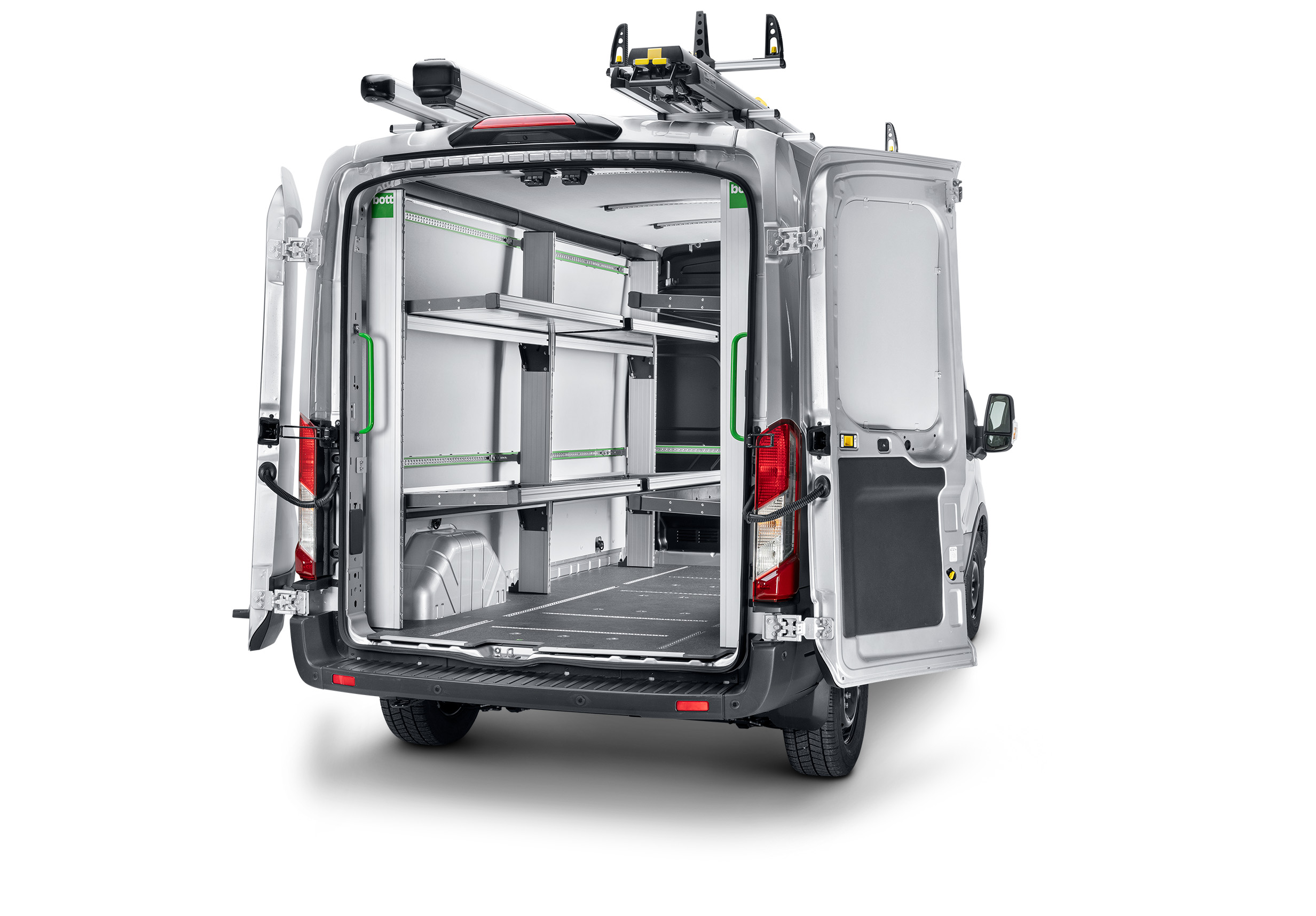 Klappregal Ford Transit hinten links neutraler Hintergrund