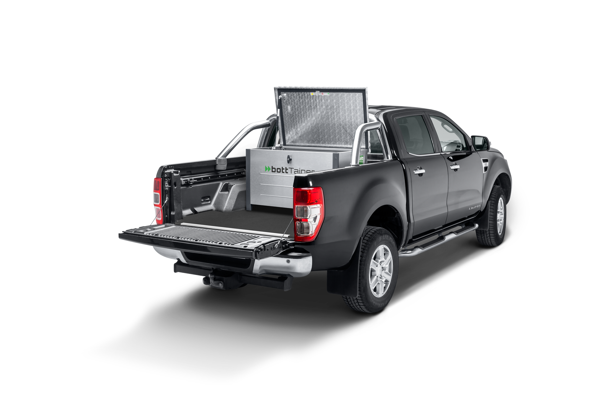 van racking for platform vehicles, example of a container for Ford Ranger
